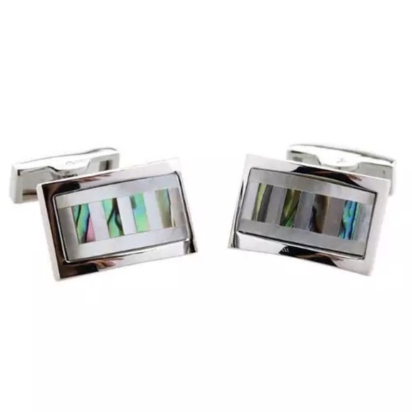 Elegant Rectangular Mother of Pearl and Abalone Shell Cufflinks - Picture 3 of 17